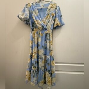 Kate and Lily Floral Blue Maxi Dress